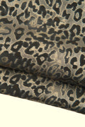 LEOPARD printed leather hide, steelmetal - light gold CHEETAH texture on black split suede cowhide - soft calfskin B18874-MT(st) LaGarzarara
