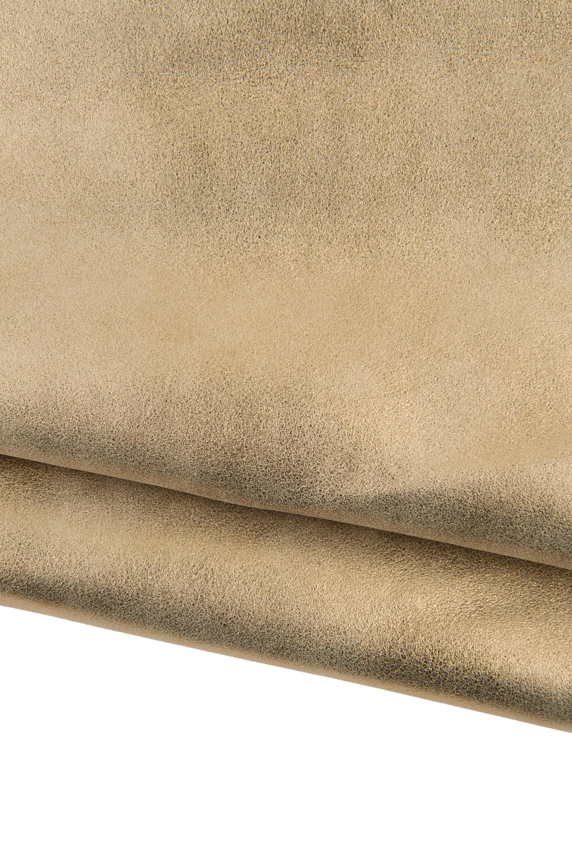 GOLD leather skin, metallic soft SUEDE goatskin, soft bright skin, 0.7 - 0.9 mm, ideal for hobbyists B18818-MT La Garzarara