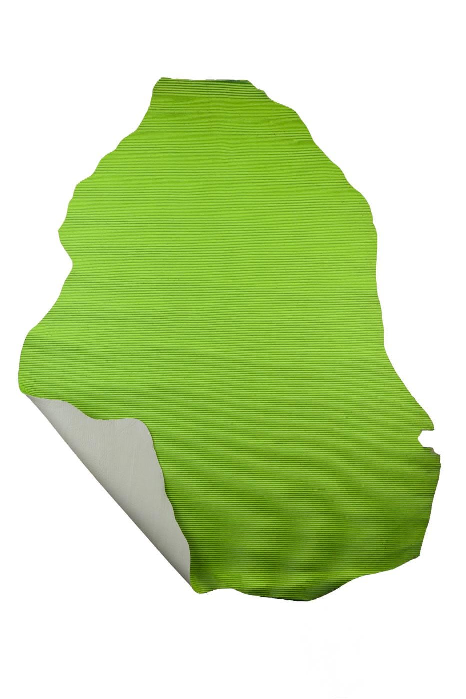 NEON yellow leather hide, STRIPED fabric on soft cowhide, printed calfskin for crafters B19060-ST La Garzarara