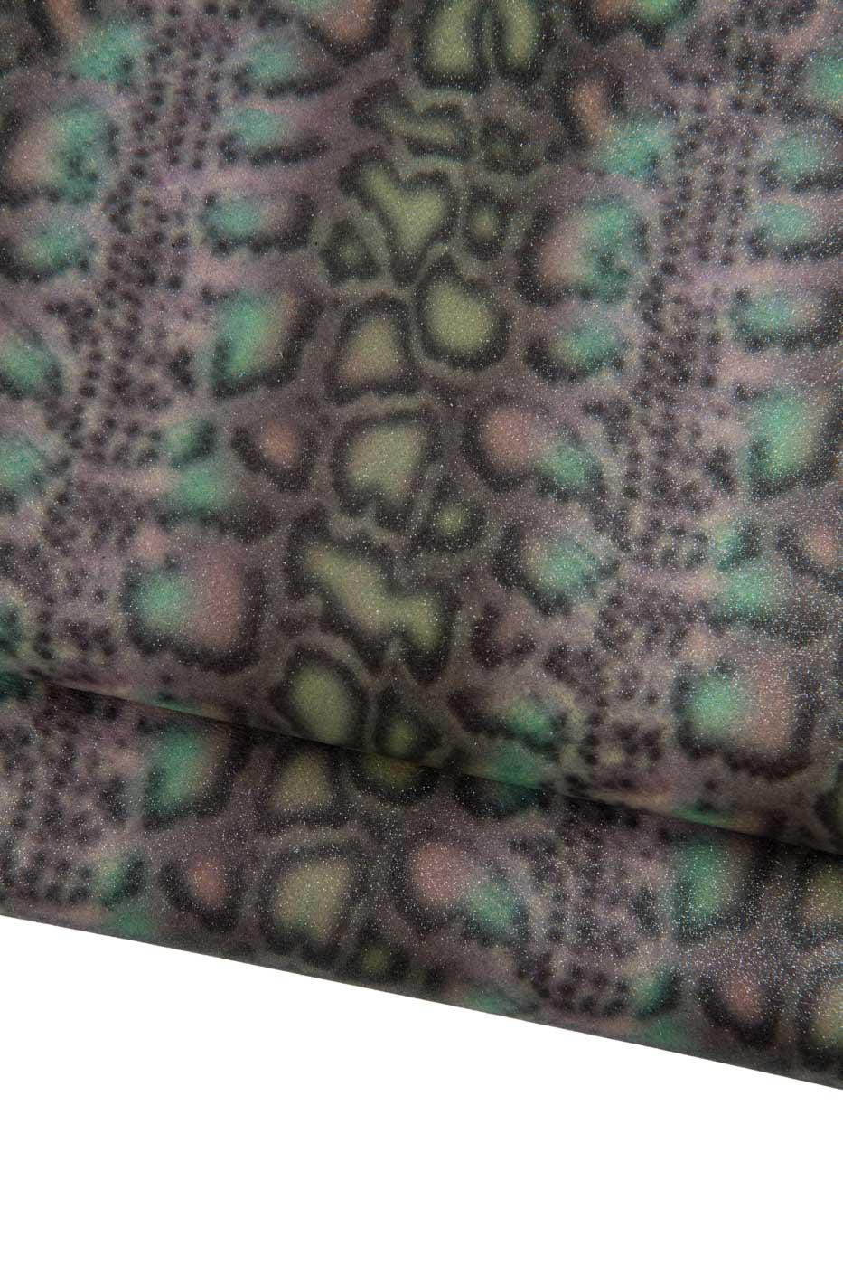 WiLD LEOPARD leather skin, MULTICOLOR glitter goatskin, metallic cheetah textured hide for crafters B19124-MT(st) La Garzarara