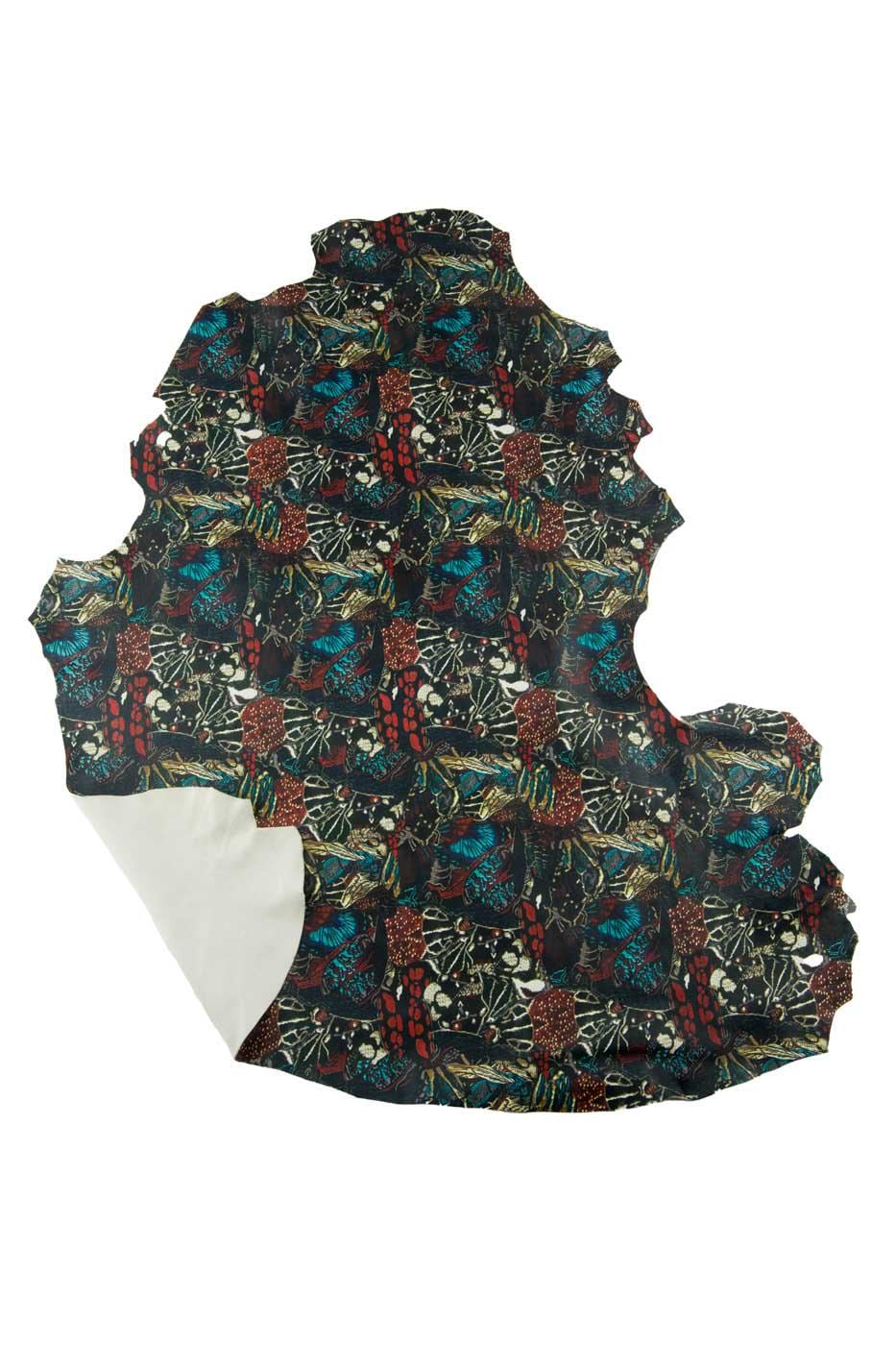 MULTICOLOR textured leather skin, soft printed lambskin, FANTASY leathers for hobbyists B19019-ST La Garzarara