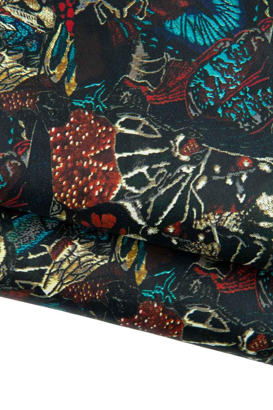 MULTICOLOR textured leather skin, soft printed lambskin, FANTASY leathers for hobbyists B19019-ST La Garzarara