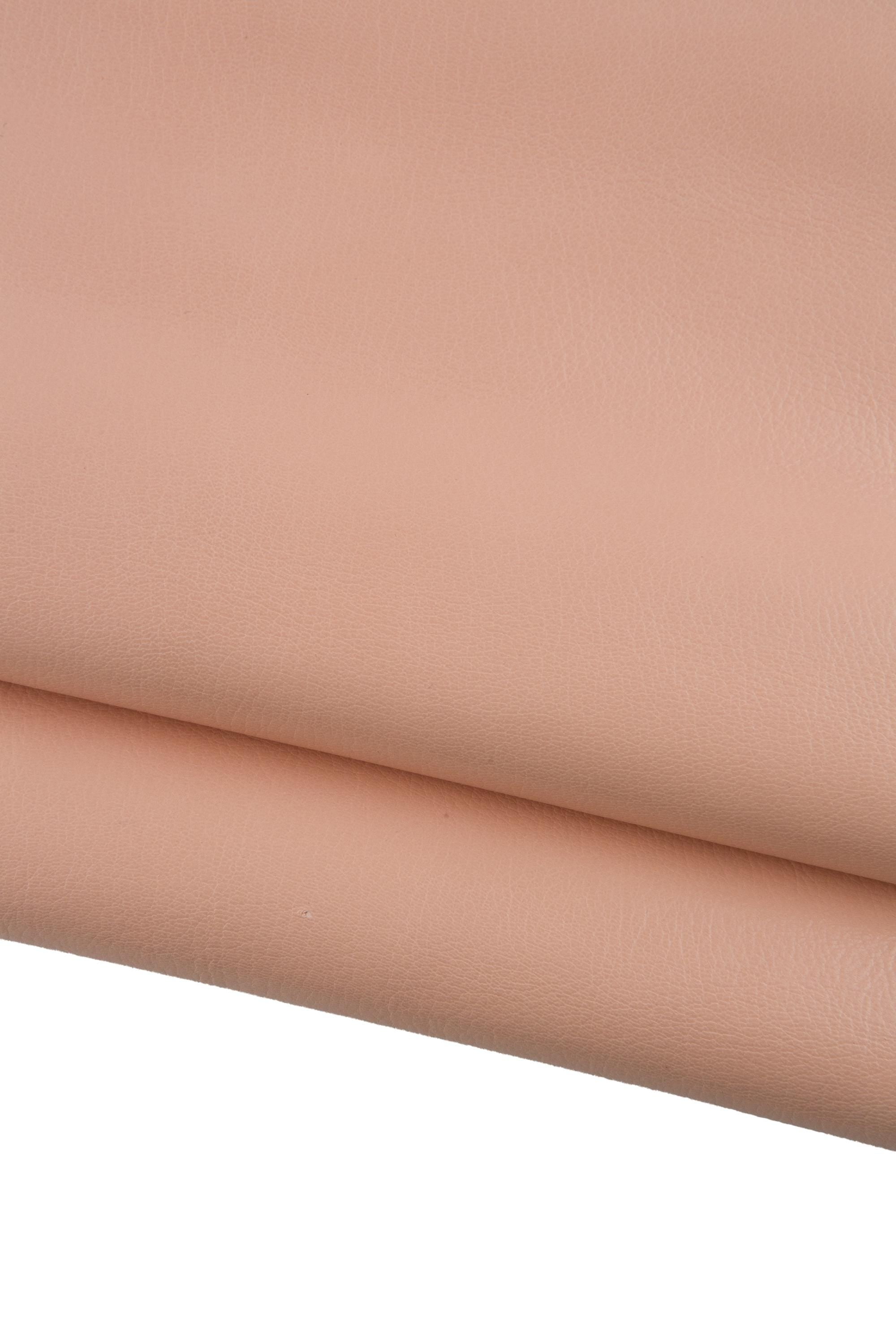 Pink SMOOTH leather skin, GLOSSY soft goatskin, classic flat material 0.8 - 0.9 mm for hobbyists B19105-TU La Garzarara