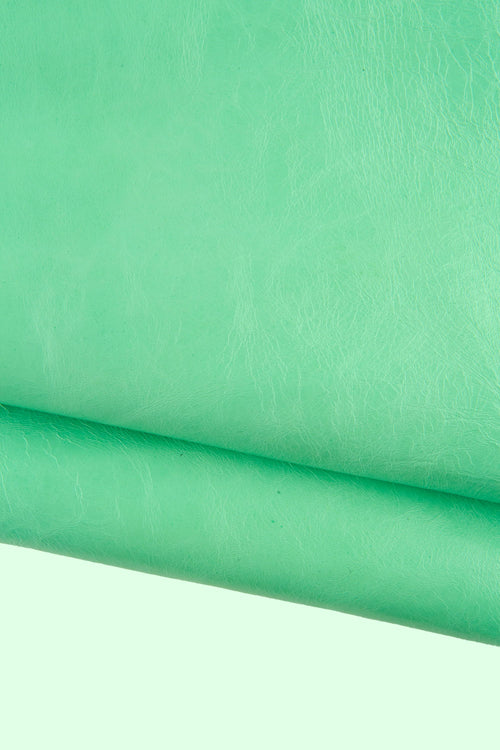 Aqua GLOSSY leather skin, acquamarine soft goatskin, grainy light green goat for hobbyists B19092-TU La Garzarara