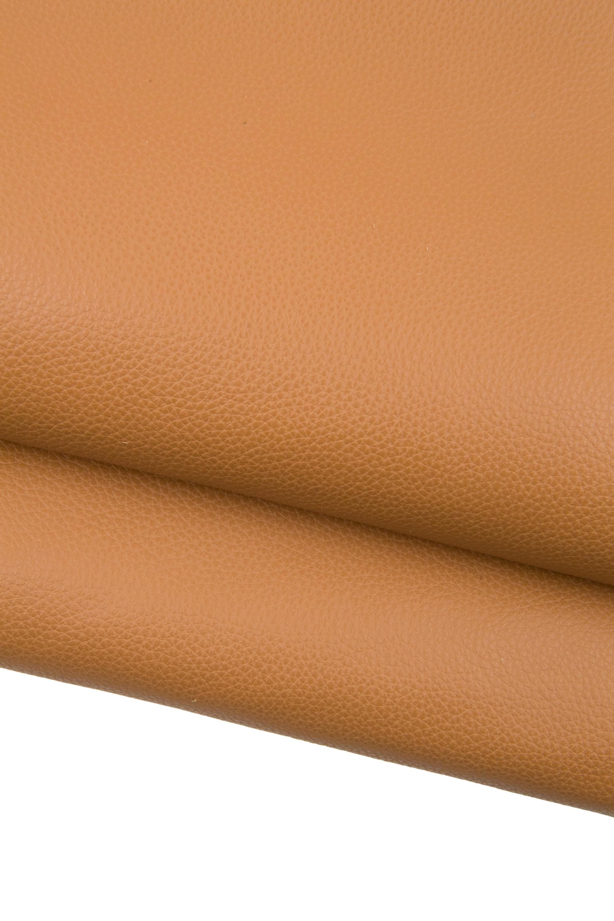Brown PEBBLE GRAIN printed leather hide, tan grainy calfskin, havana soft embossed cowhide for crafting 1.4-1.6 mm B18898-TU La Garzarara