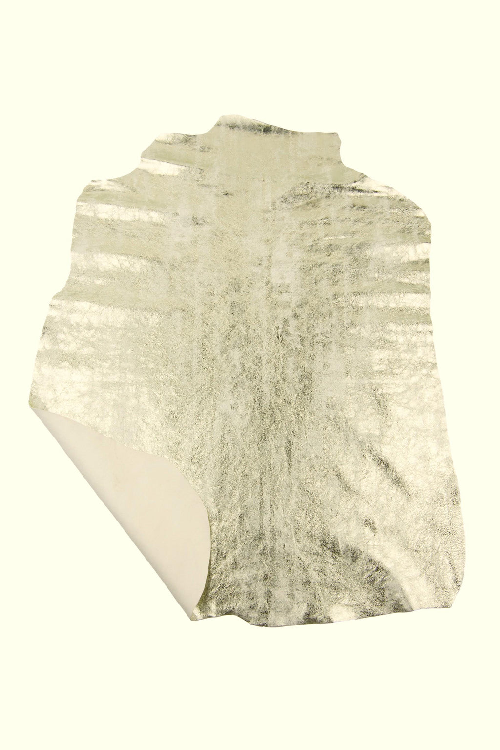 Light gold METALLIC leather skin, glossy CRACKLE sheepskin, soft sparkle lambskin for crafters B18864-MT La Gararara