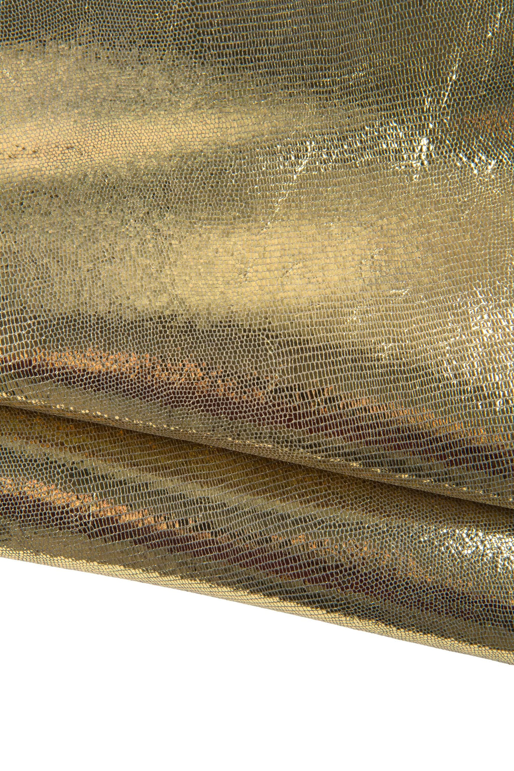 Gold LIZARD leather skin, METALLIC textured sheepskin, golden solf hide for hobbyists B19102-MT La Garzarara