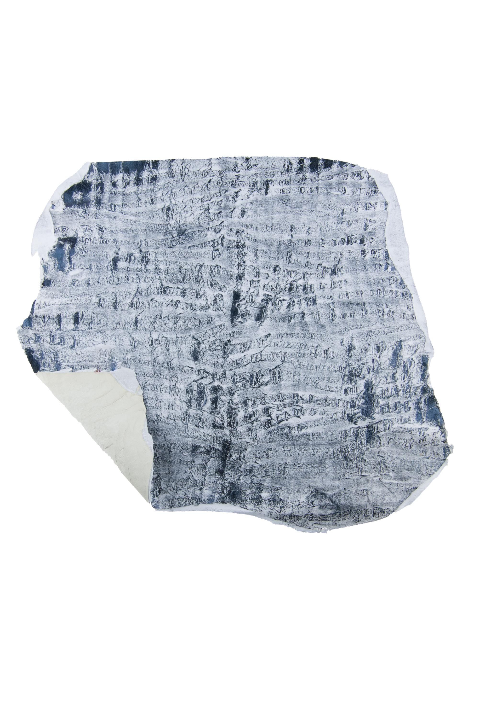 Black white TEXTURED leather skin, DISTRESSED fabric on soft goatskin, soft printed hide for crafters B19106-ST La Garzarara