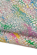 White Embossed Hand Painted Leather Hide, Artistic Multicolor Skin Abstract Leather B18979-dm La Garzarara