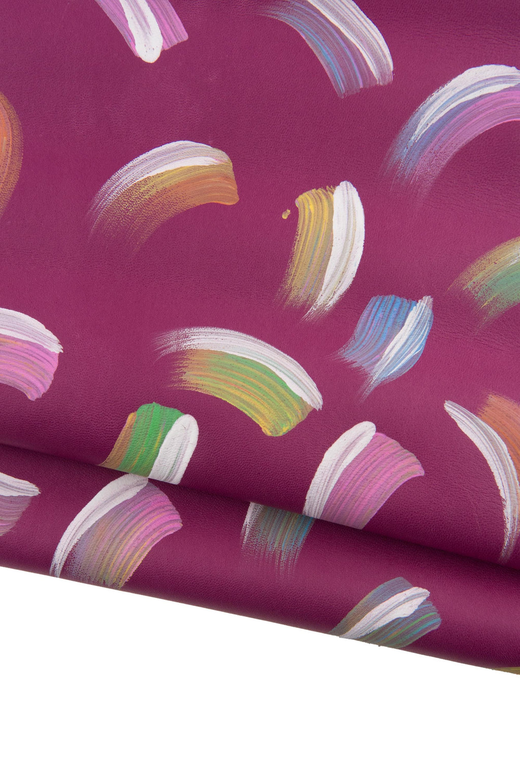 HAND DECORATED leather skin, purple goatskin - colorful abstract pattern, soft printed hide for diy projects B19039-DM La Garzarara