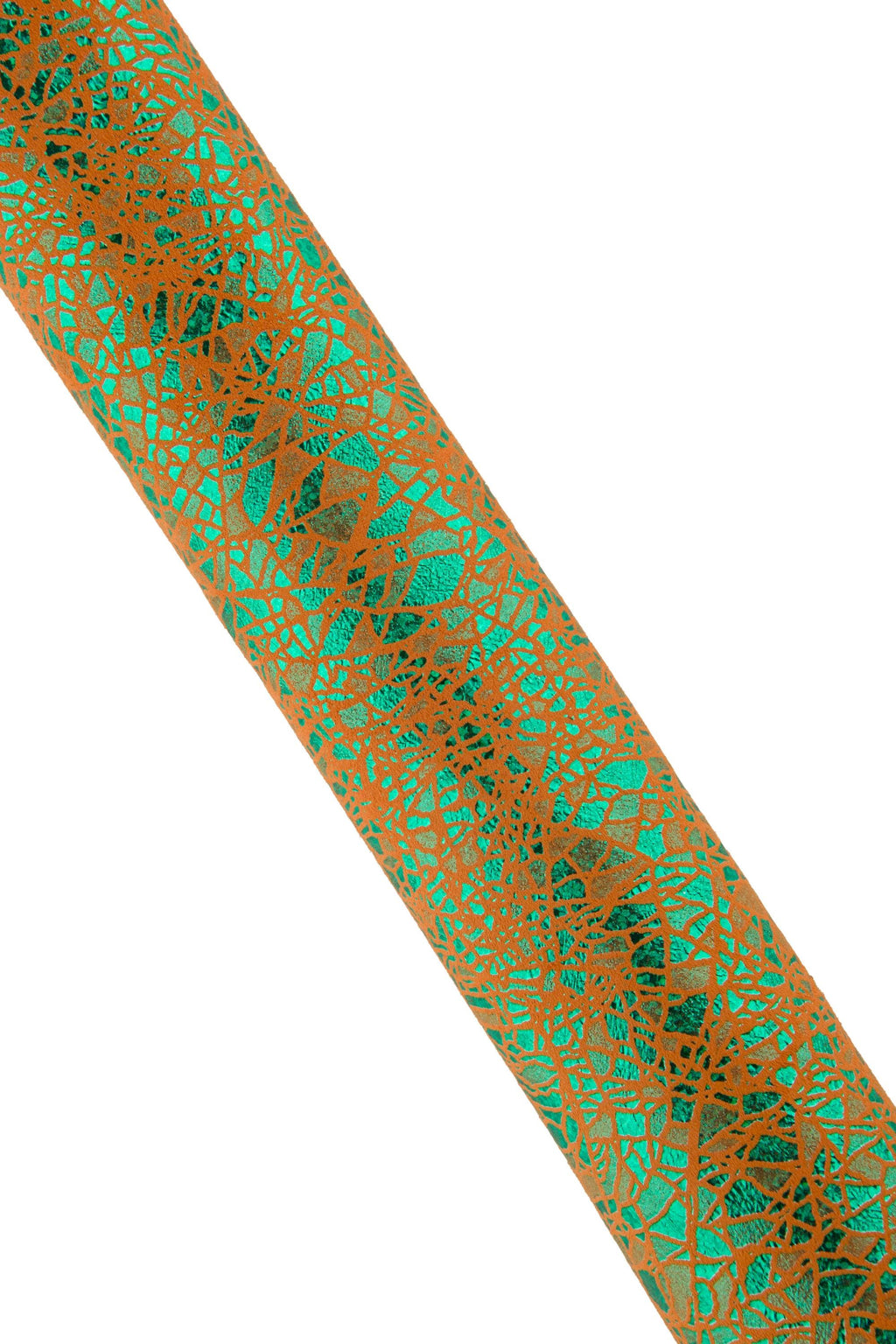 Orange - green CRACKLE printed leather skin, METALLIC suede goatskin, soft textured material for diy projects B19067-MT(st) La Garzarara