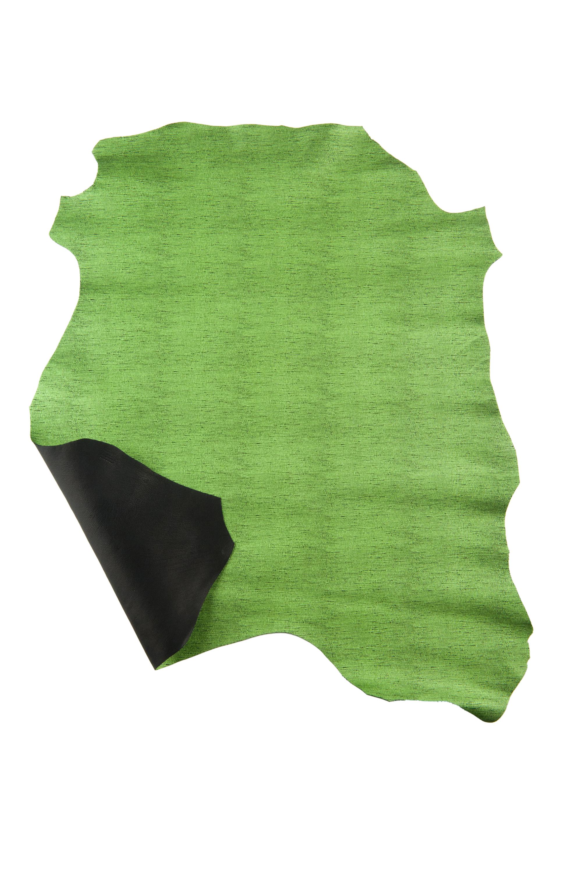 NEON green leather skin, soft metallic goatskin, bright GLITTER snake-like textured hide for crafters B19079-MT La Garzarara