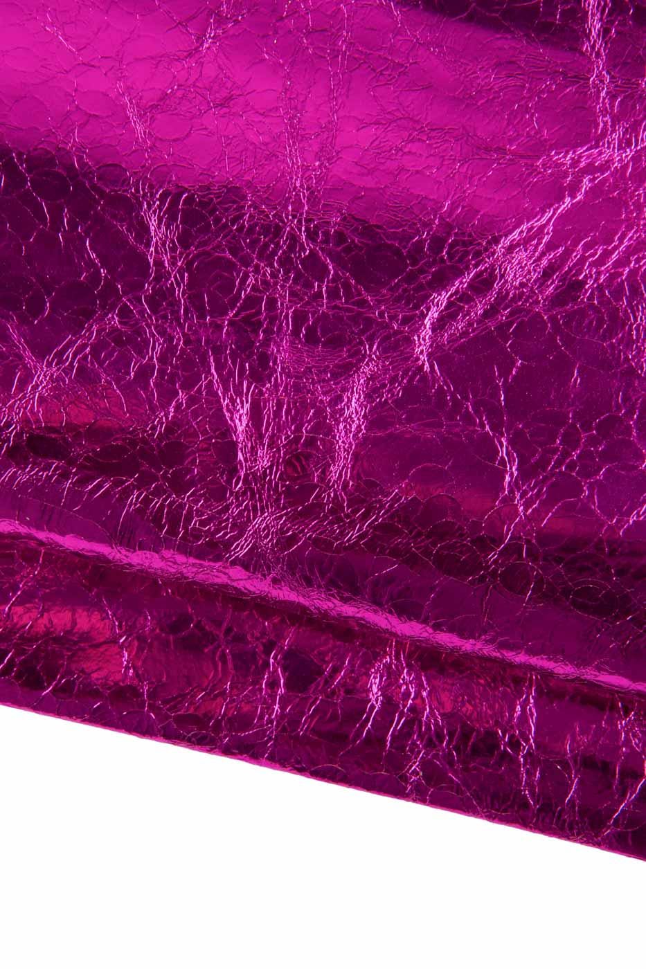 FUCHSIA metallic leather skin, deep pink WRINKLED goatskin, soft bright skin 0.7 -0.9 mm ideal for duy projects B19065-MT La Garzarara