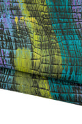 Brush Stroke CROCODILE leather shide, multicolor painted texture on black leather skin, soft embossed material B19039-DM La Garzarara
