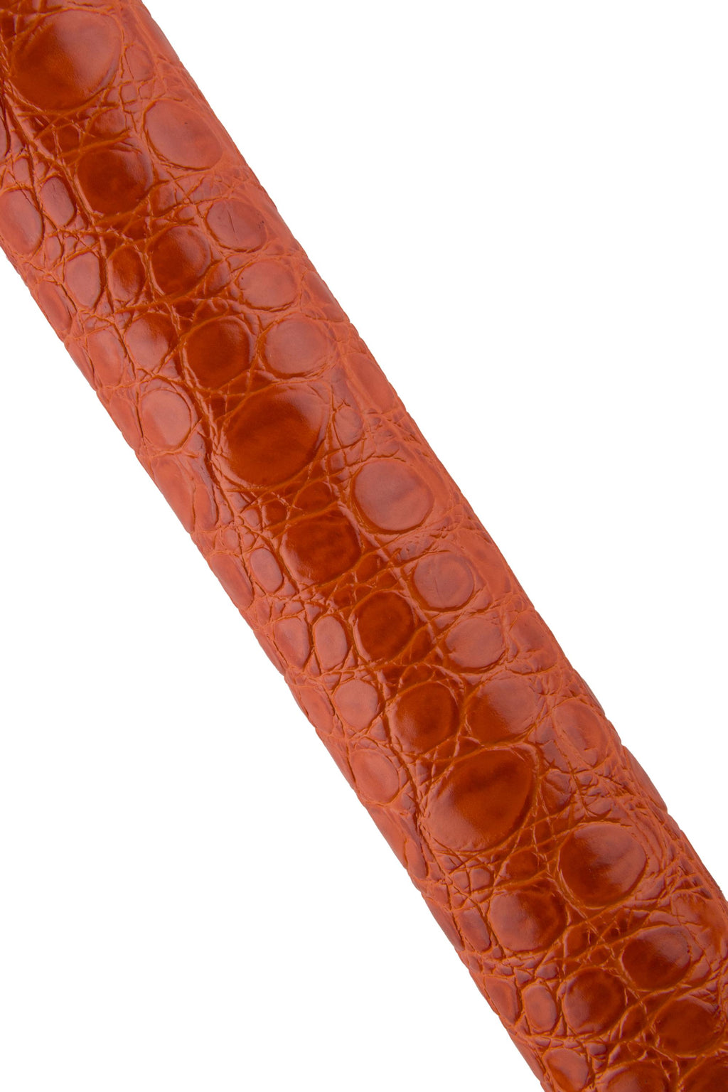ORANGE CROCODILE embossed leather skin, alligator print on semi stiff cowhide, glossy hide for crafters 0.9 - 1.1 mm B19085-ST La Garzarara
