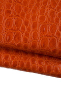 ORANGE CROCODILE embossed leather skin, alligator print on semi stiff cowhide, glossy hide for crafters 0.9 - 1.1 mm B19085-ST La Garzarara