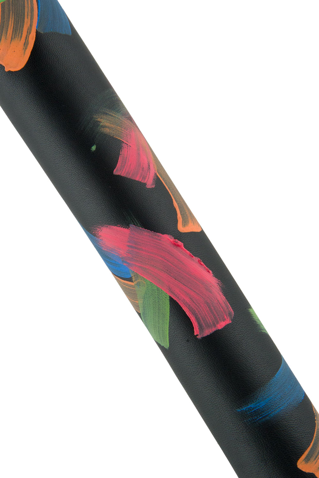 PAINTED Black leather skin, black goatskin colorful abstract Print, soft multicolor hide for hobbyists B19040-DM La Garzarara