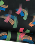 PAINTED Black leather skin, black goatskin colorful abstract Print, soft multicolor hide for hobbyists B19040-DM La Garzarara