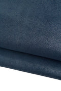 Blue METALLIC suede leather hide, shiny soft calfskin with silver GLITTER, 1.1 - 1.3 mm B19109-MT La Garzarara