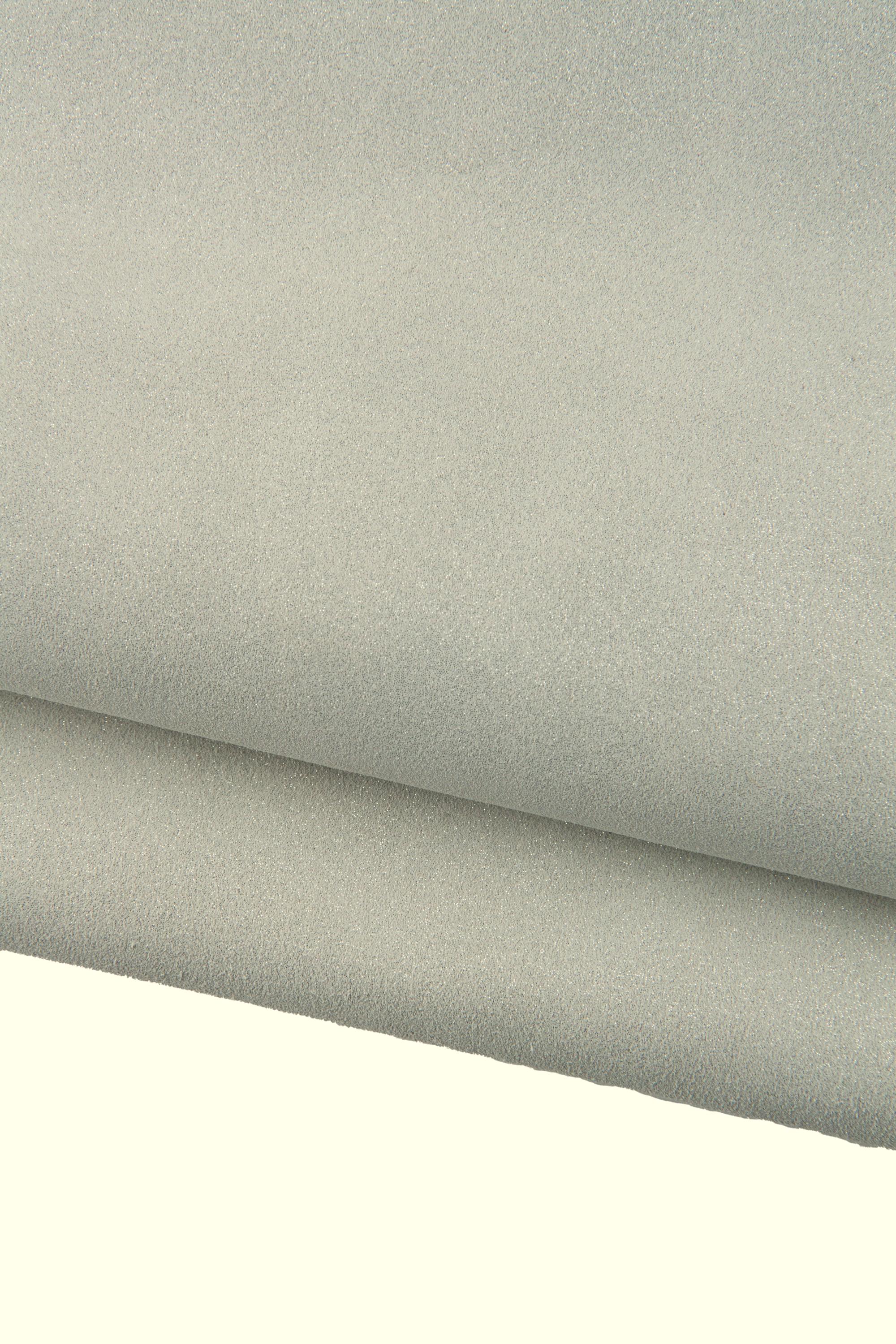 Sparkly Silver suede leather hide, metallic soft glittered cowhide, bright material for crafters 1.2-1.4 mm B19107-MT La Garzarara