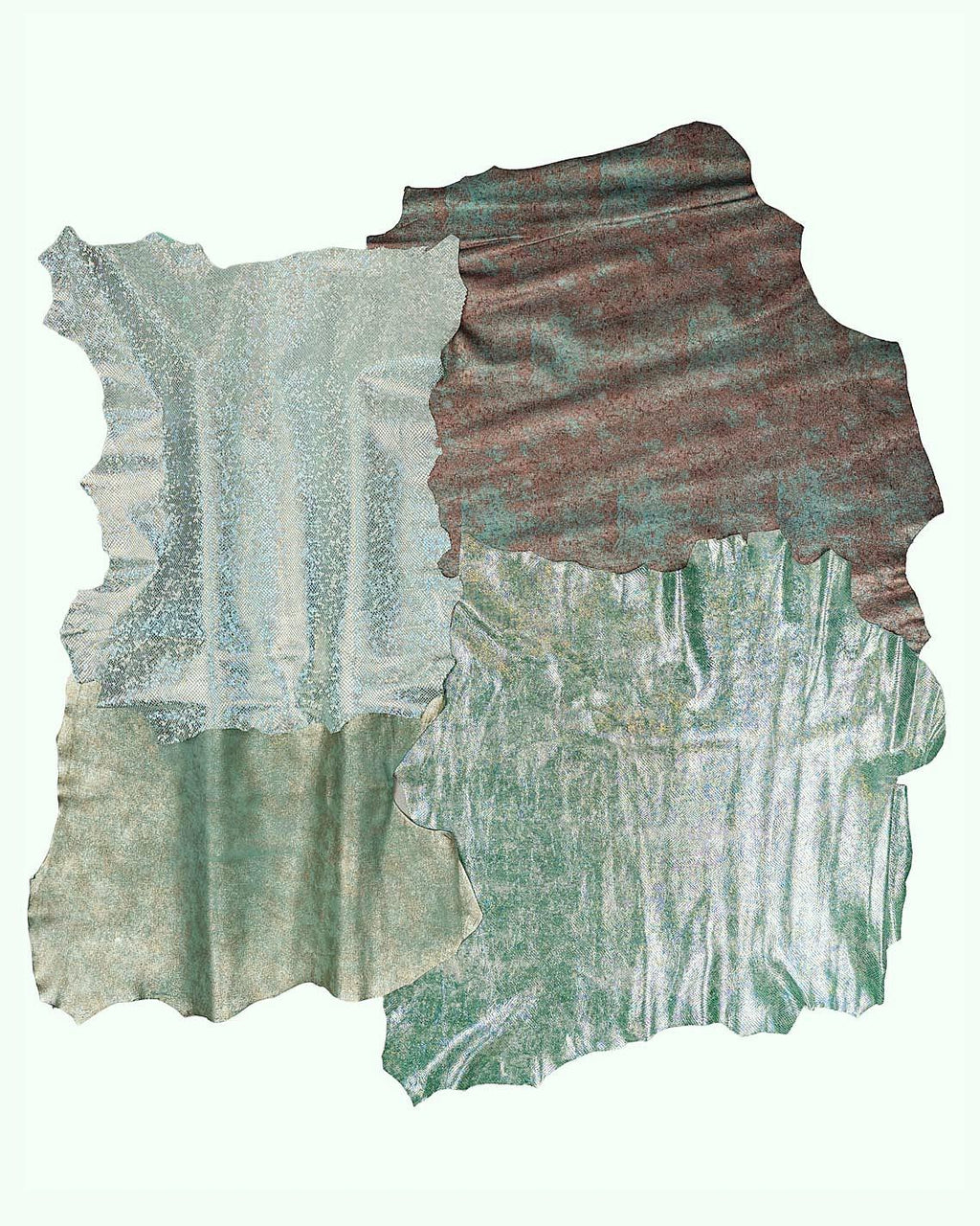 Luxury Patina Leather skins Bundle, Aqua Metallic Leather Hides Mint, statement Designer Skins B18998-MT(ST)