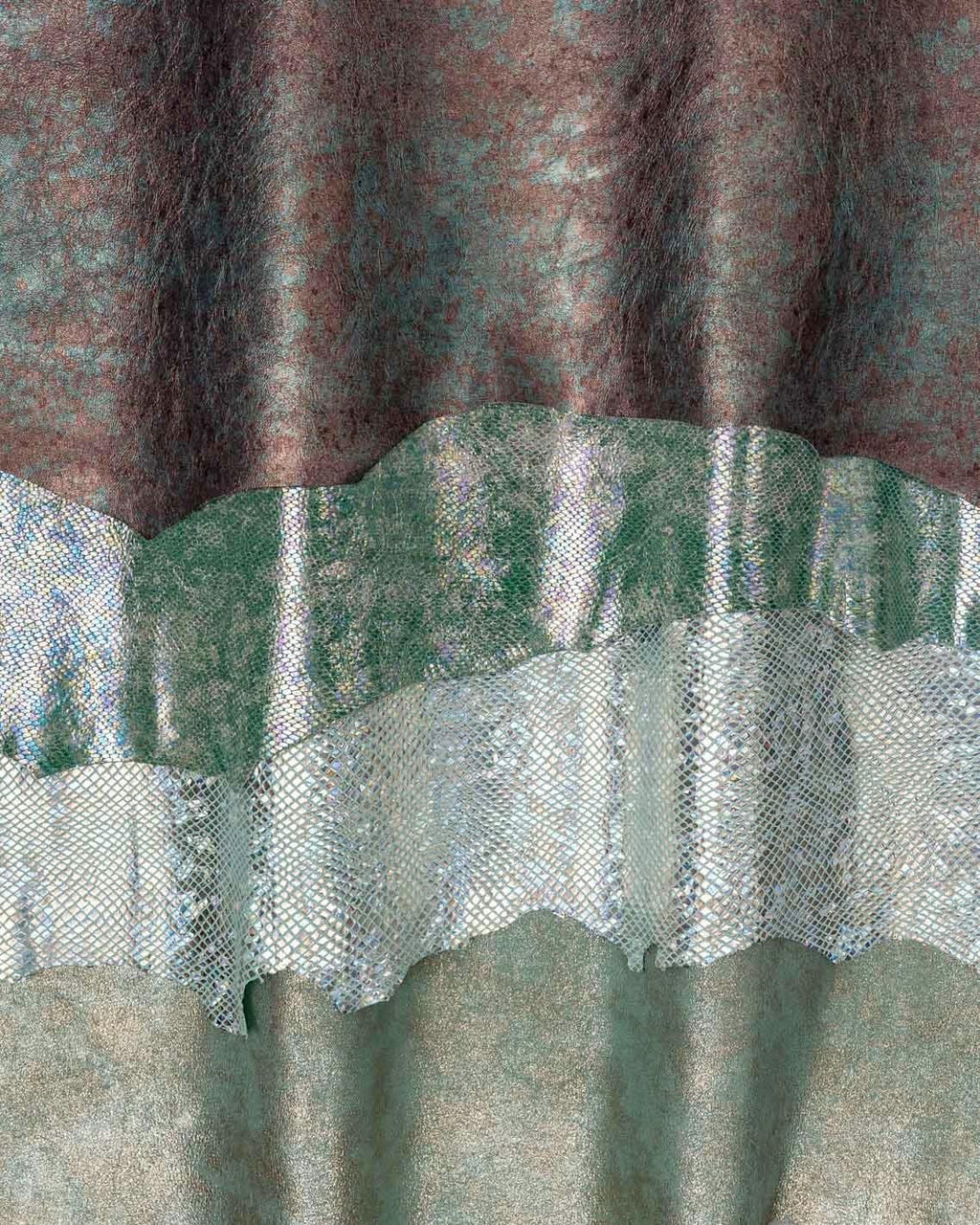 Luxury Patina Leather skins Bundle, Aqua Metallic Leather Hides Mint, statement Designer Skins B18998-MT(ST)