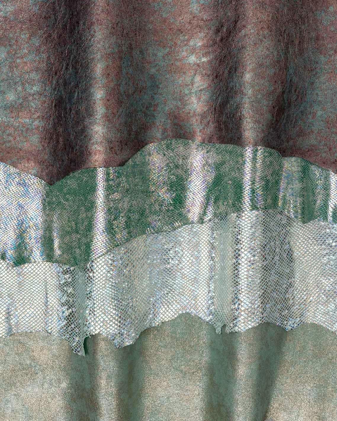 Luxury Patina Leather skins Bundle, Aqua Metallic Leather Hides Mint, statement Designer Skins B18998-MT(ST)