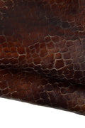 Brown CROCODILE printed leather hide, glossy embossed calfskin, ALLIGATOR textured cowhide for diy projects B19120-ST La Garzarara