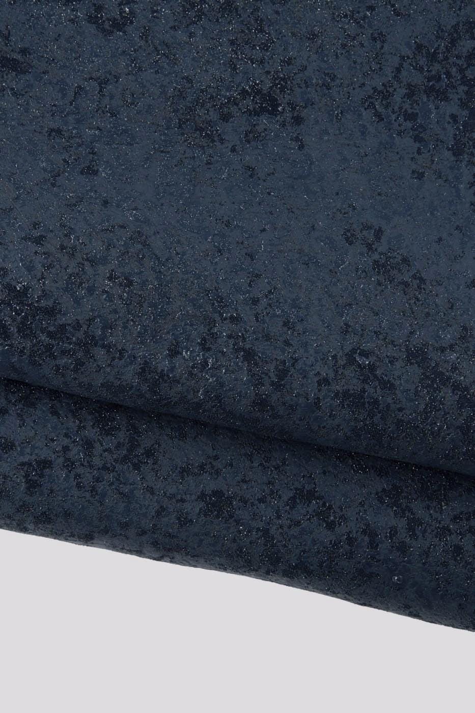 Stone Effect Leather Skin, Matte Glitter Genuin hide, blue glitter goat leather skin B19014-MT(st) La Garzarara