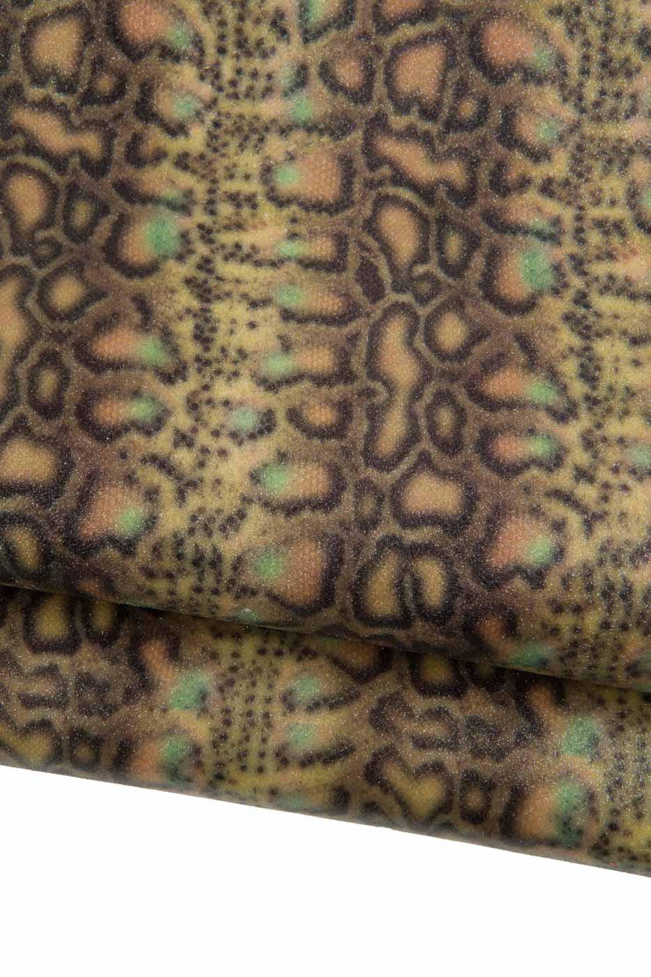 Glitter CHEETAH leather skin, multicolor leopard hide, fancy metallic animal print textured hide for hobbyists B19122-MT(st) La Garzarara