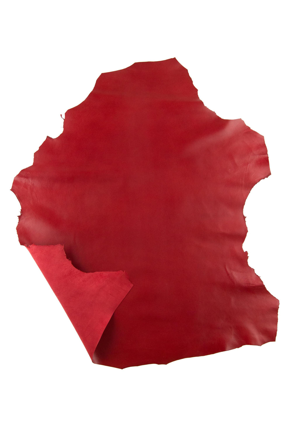 Red SMOOTH leather skin, GLOSSY soft goat kid, thin flat hide for hobbyists B19022-TU La Garzarara