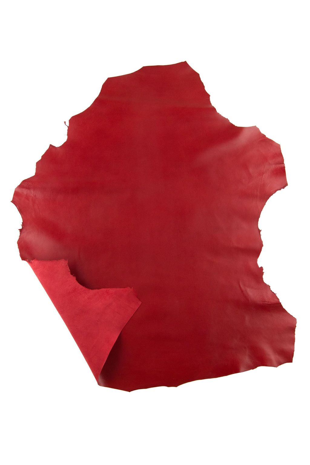 Red SMOOTH leather skin, GLOSSY soft goat kid, thin flat hide for hobbyists B19022-TU La Garzarara