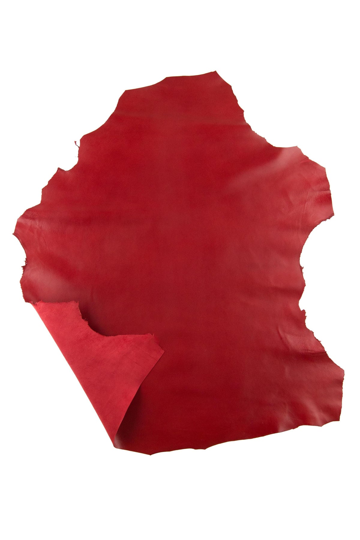 Red SMOOTH leather skin, GLOSSY soft goat kid, thin flat hide for hobbyists B19022-TU La Garzarara
