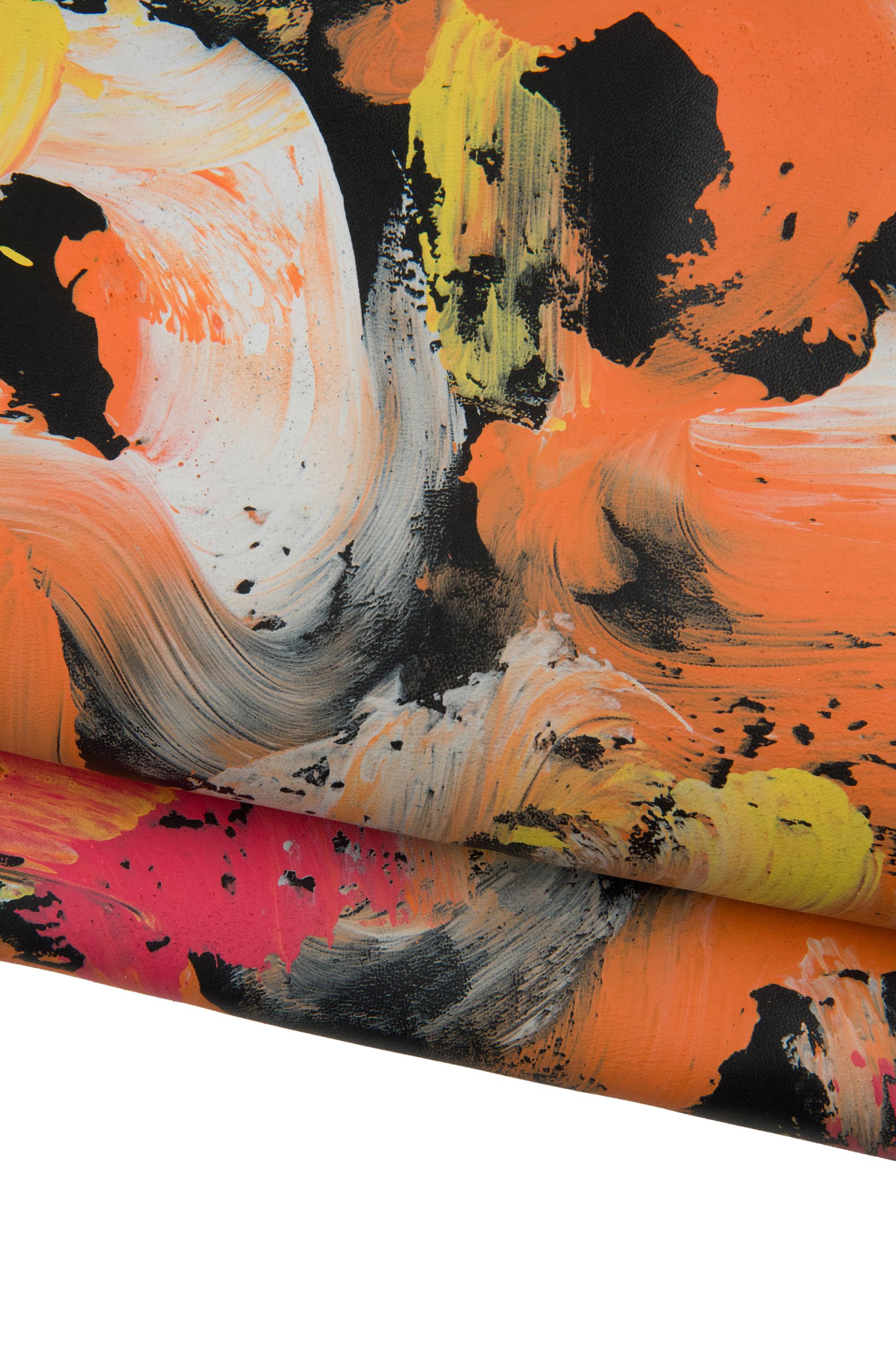 Color Splash Leather skin, MULTICOLOR hand-PAINTED leather skin, colorful abstract hide B19055-DM La Garzarara