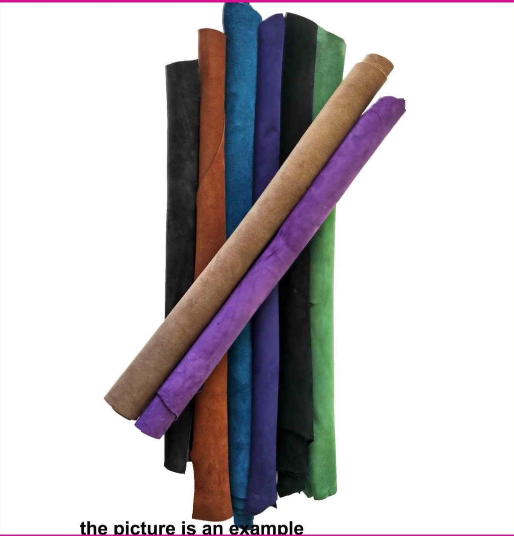 Suede and Nubuck Leather Sheets – Assorted scraps, Dark Winter Tones remnants, Soft & Textured Offcuts Italian Crafting Leather AMZ38