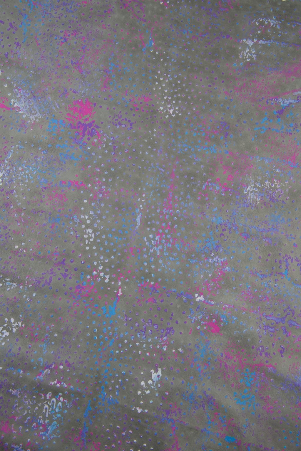 One of a Kind Leather, Grey Painted embossed OSTRICH leather hide, thin multicolor skin 0.5-0.7 mm B19047-ST La Garzarara