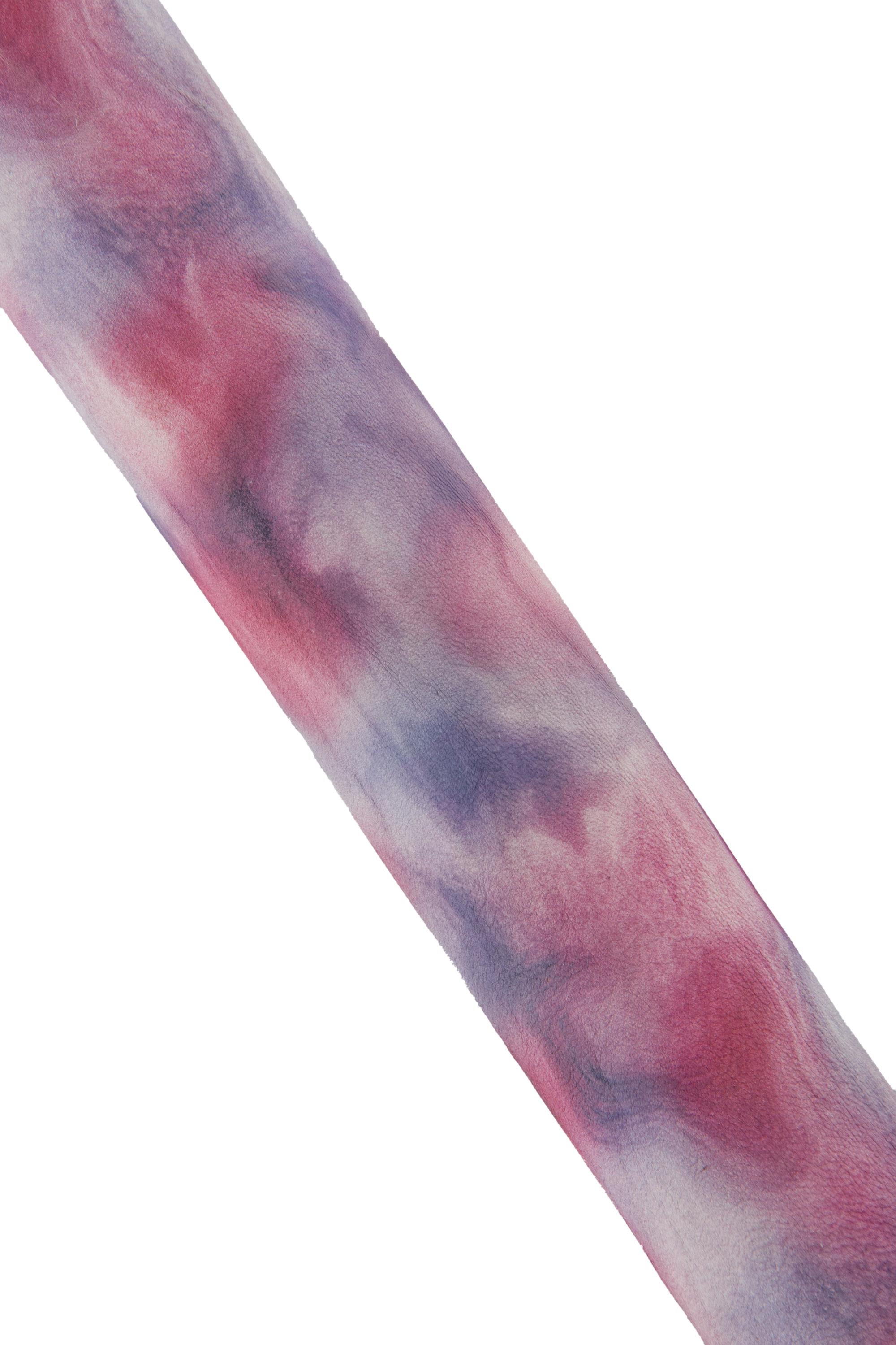 TIE DYE printed leather skin, pink - blue shaded goatskin, hand painted soft matt hide for hobbyists B18978-DM La Garzarara