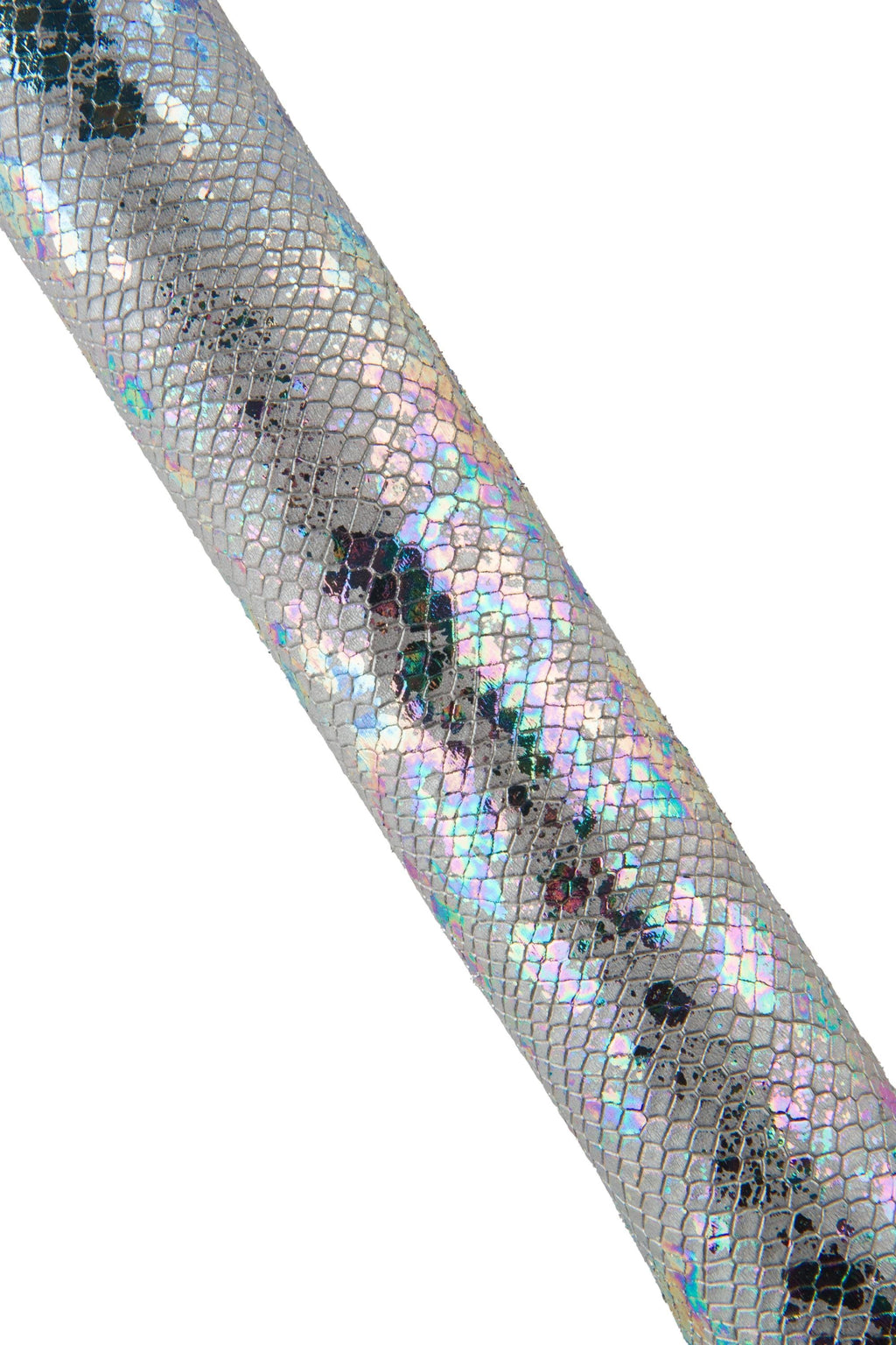 IRIDESCENT metallic SNAKESKIN, silver reptile leather - bright multicolor pattern, holographic spotted hide B19074-MT(st) La Garzarara