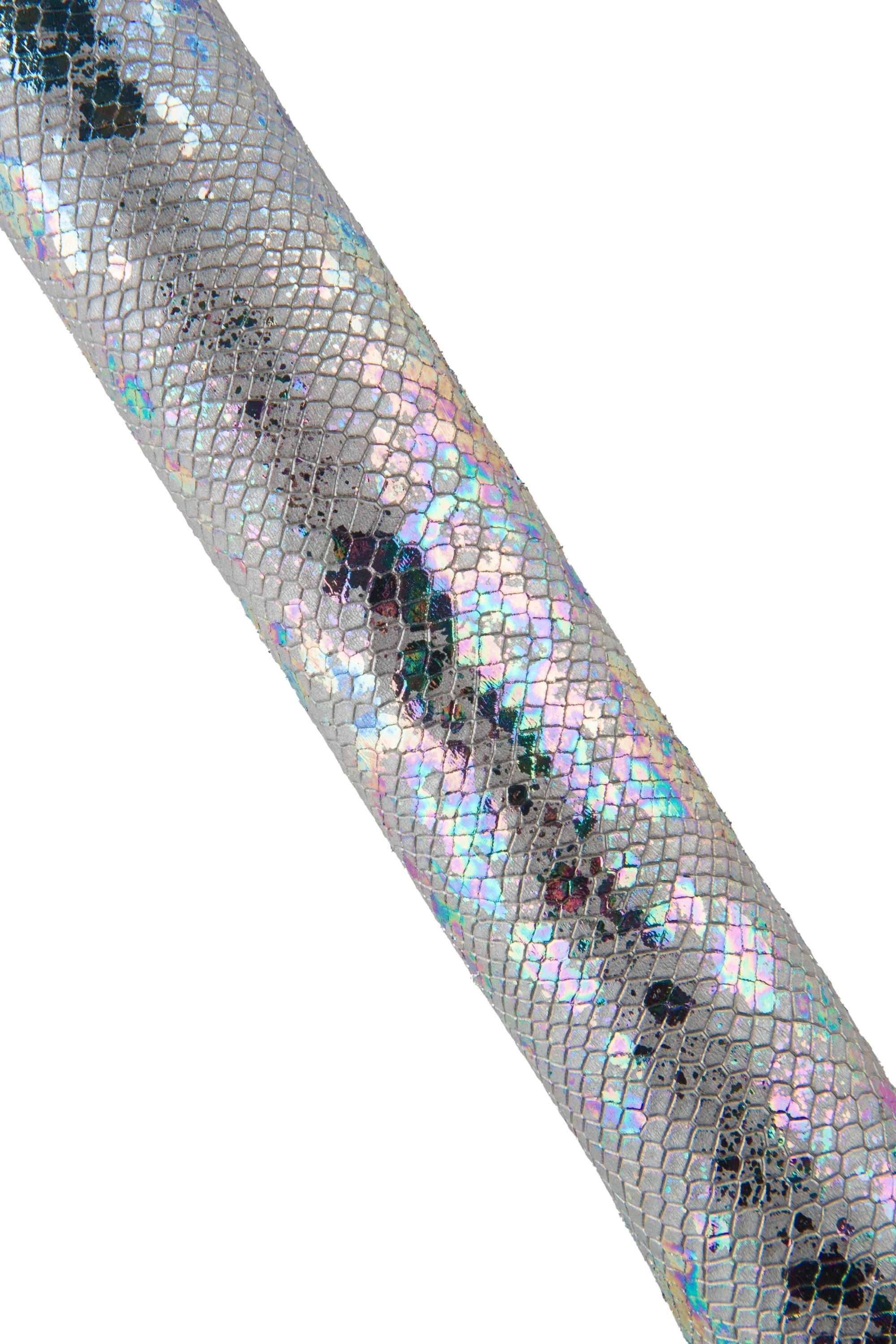 IRIDESCENT metallic SNAKESKIN, silver reptile leather - bright multicolor pattern, holographic spotted hide B19074-MT(st) La Garzarara