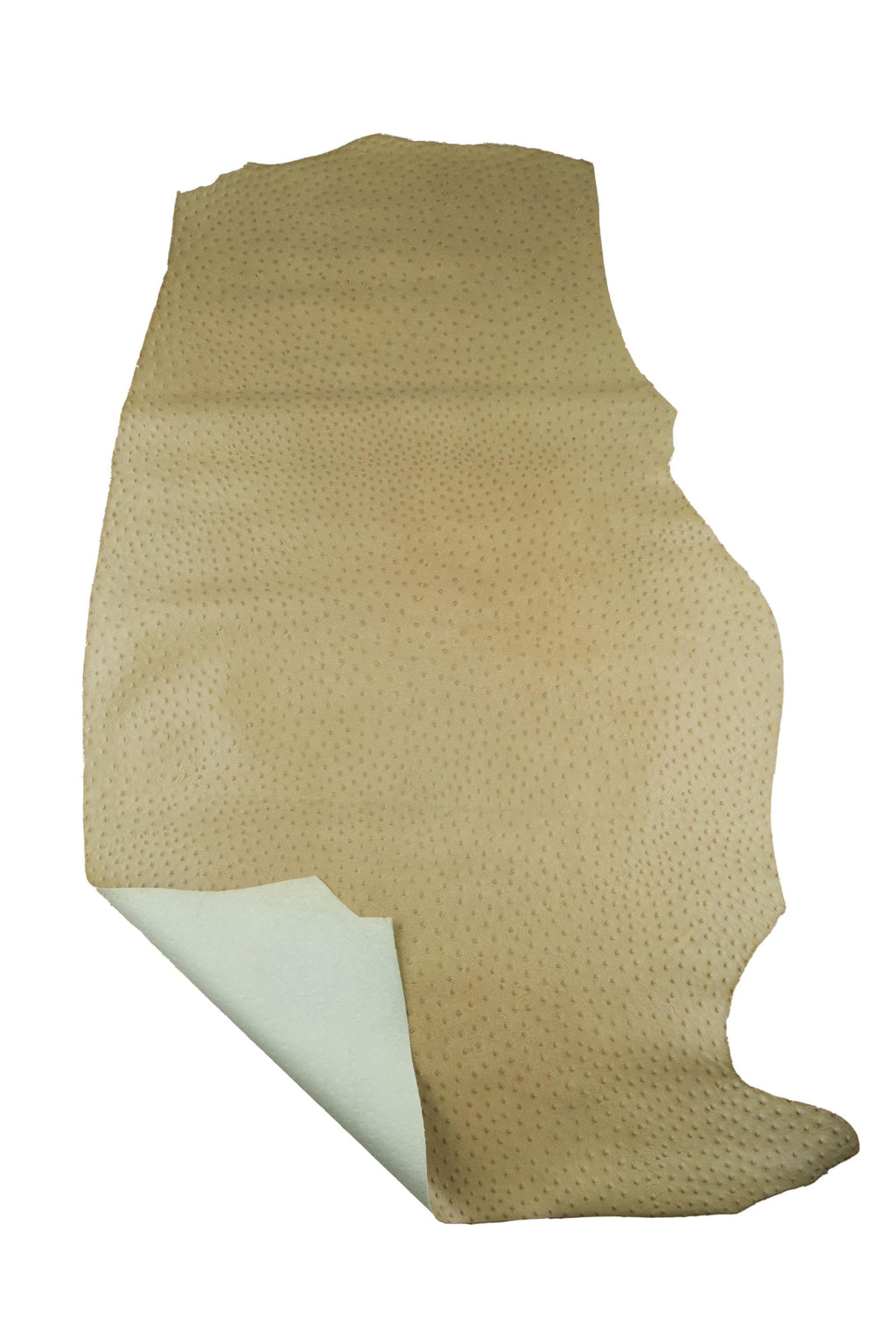 OSTRICH embossed leather hide, greyish beige ANIMAL printed cowhide, semi glossy semi stiff calfskin for crafters B19101-ST La Garzarara