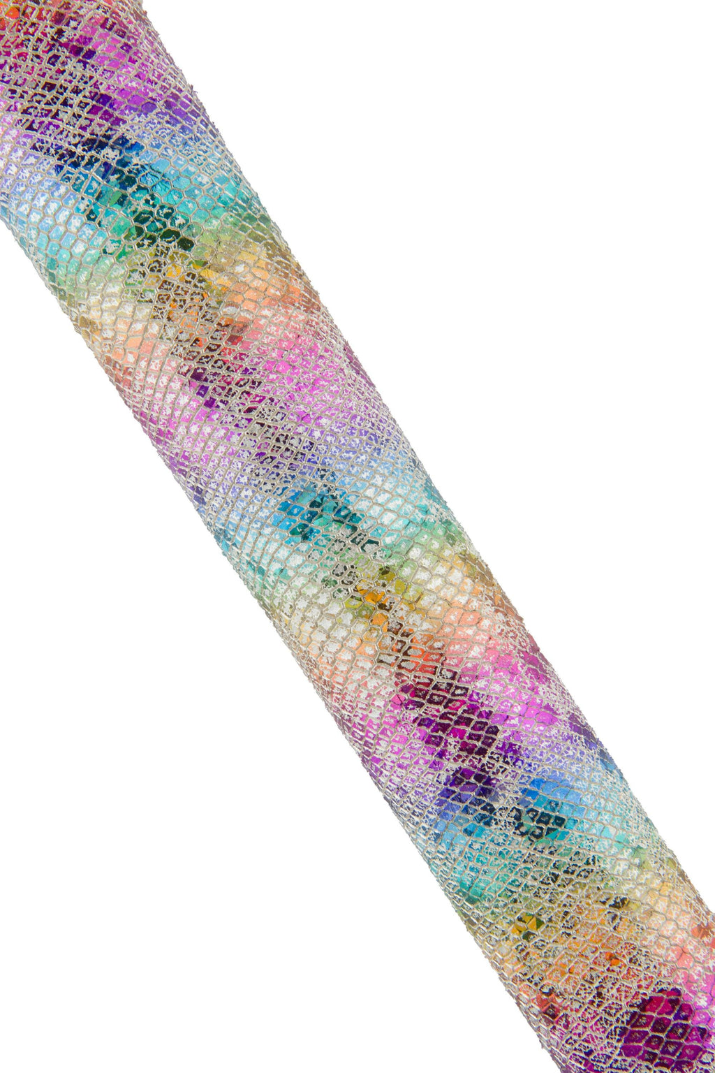 IRIDESCENT PYTHON textured leather skin, multicolor striped metallic snake printed goatskin, rainbow bright soft hide B19072-MT(st)