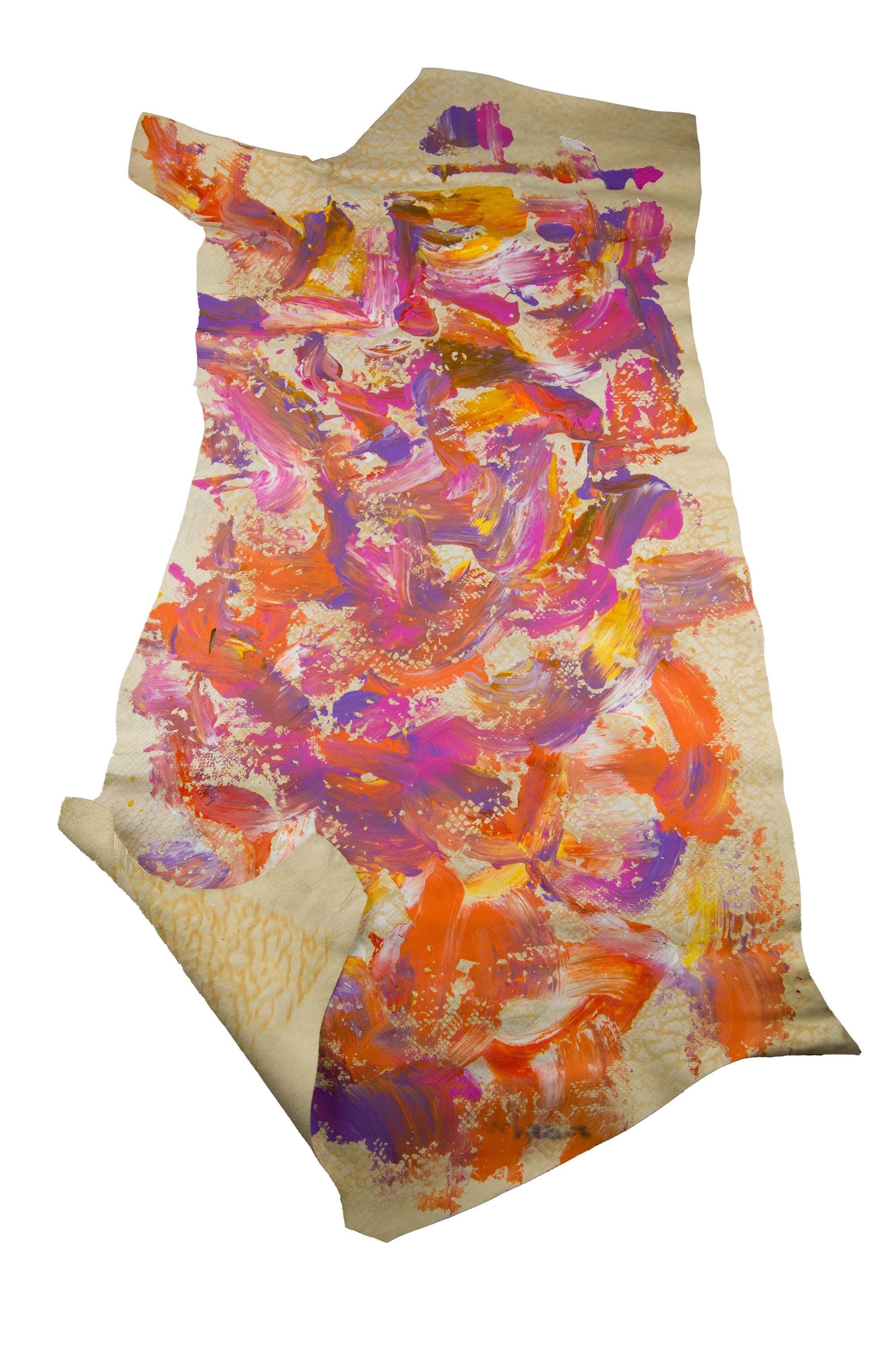Multicolor Color Wash Leather Hide, Artistic Lamb Skin One of a Kind leather for crafters B19063-DM La Garzarara