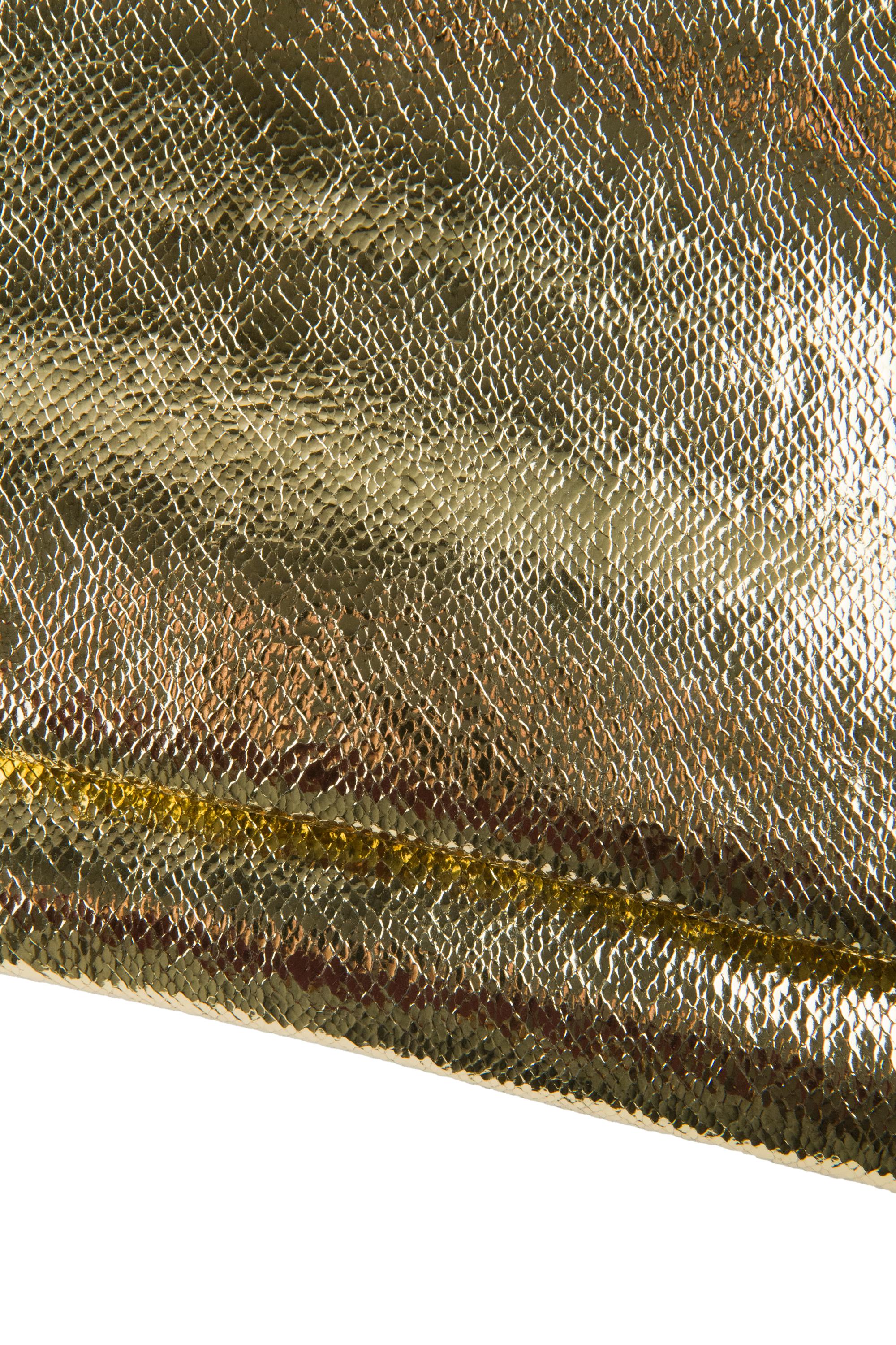 GOLD PYTHON printed leather skin, metallic snake textured goatskin, golden soft skin B19084-MT(st) La Garzarara