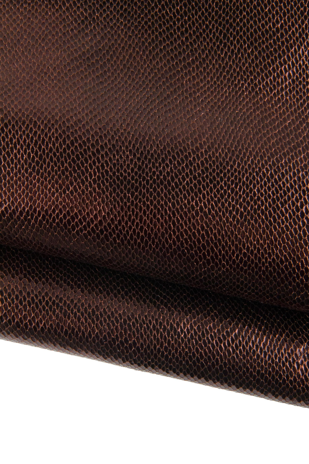 Espresso SNAKE printed leather skin, METALLIC python textured goatskin, soft reptile pattern on skin B19086-MT(st) La Garzarara