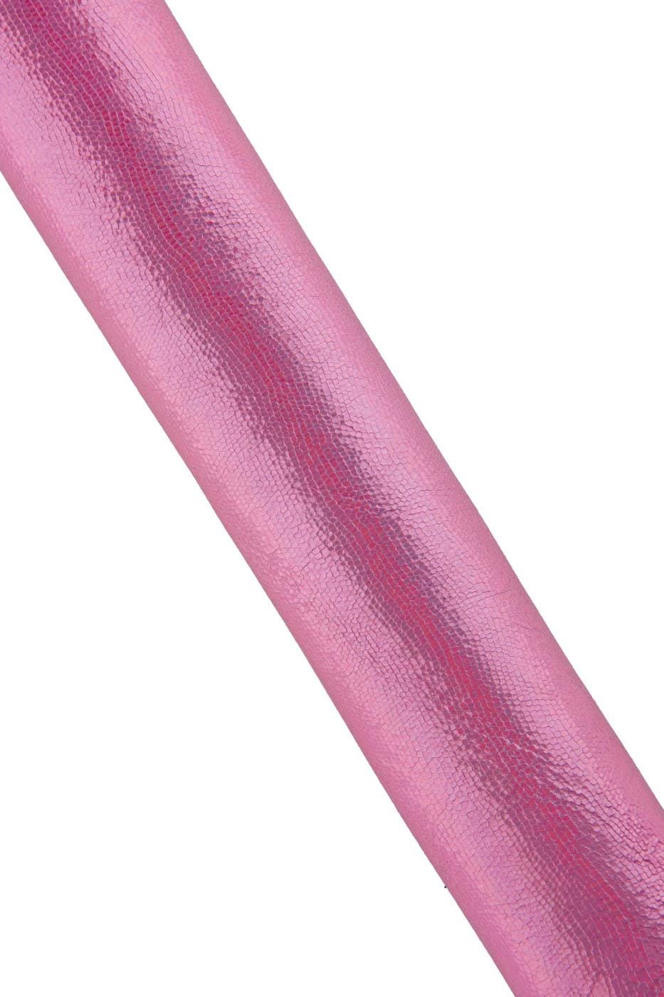 Pink LIZARD printed leather hide, METALLIC reptile textured goatskin, classic brigh soft hide for hobbyists B19021-MT La Garzarara