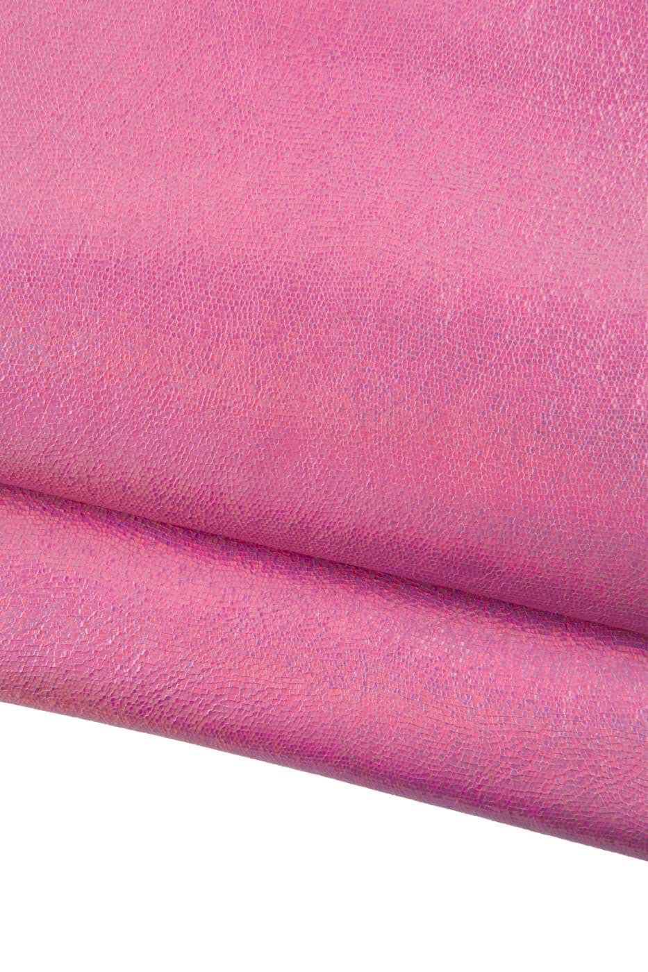 Pink LIZARD printed leather hide, METALLIC reptile textured goatskin, classic brigh soft hide for hobbyists B19021-MT La Garzarara