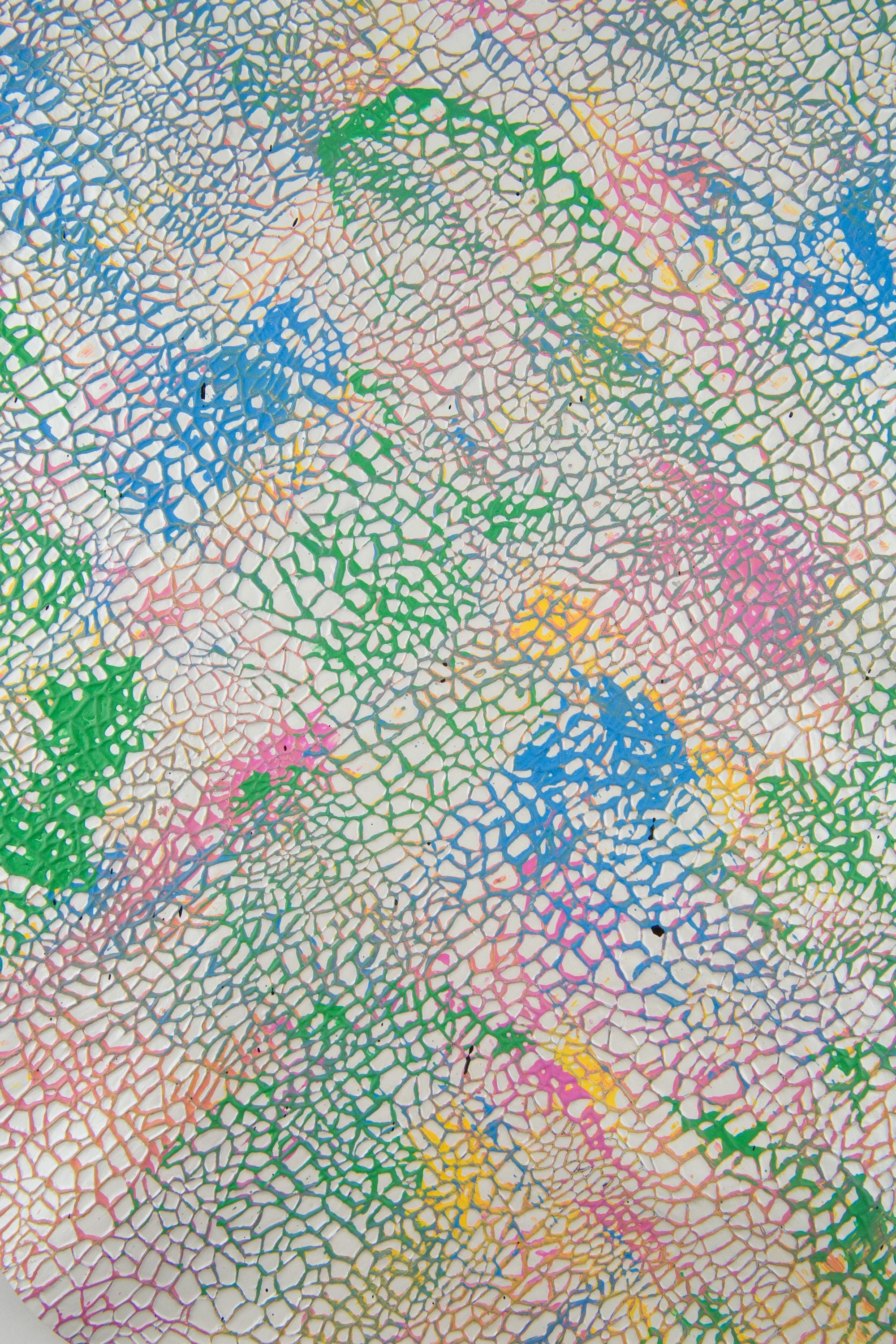 White Embossed Hand Painted Leather Hide, Artistic Multicolor Skin Abstract Leather B18979-dm La Garzarara