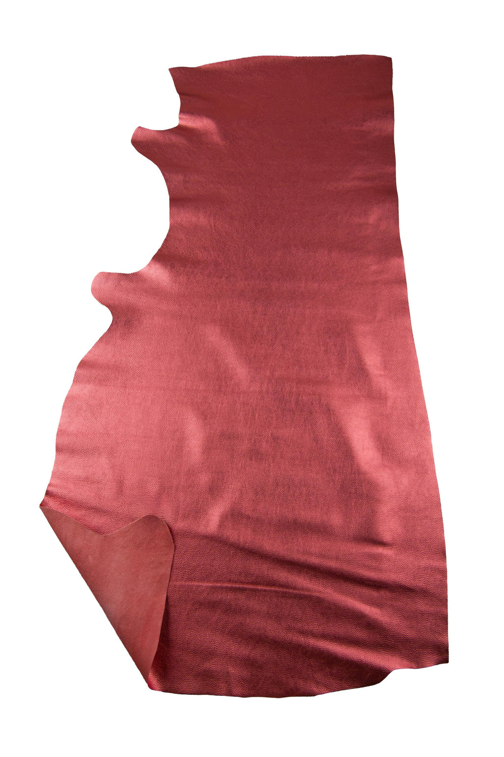 Red/pink PEBBLE GRAIN printed cowhide, glossy soft leather skin, metallic thick hide for crafters B19087-MT La Garzarara