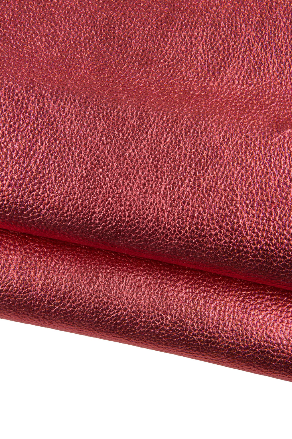 Red/pink PEBBLE GRAIN printed cowhide, glossy soft leather skin, metallic thick hide for crafters B19087-MT La Garzarara