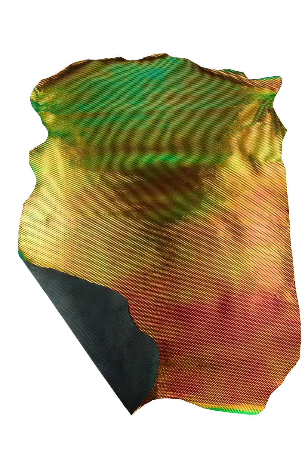 IRIDESCENT METALLIC leather skin, bronze - green geometrical printed goatskin, glossy soft embossed material B19116-MT(st) La Garzarara